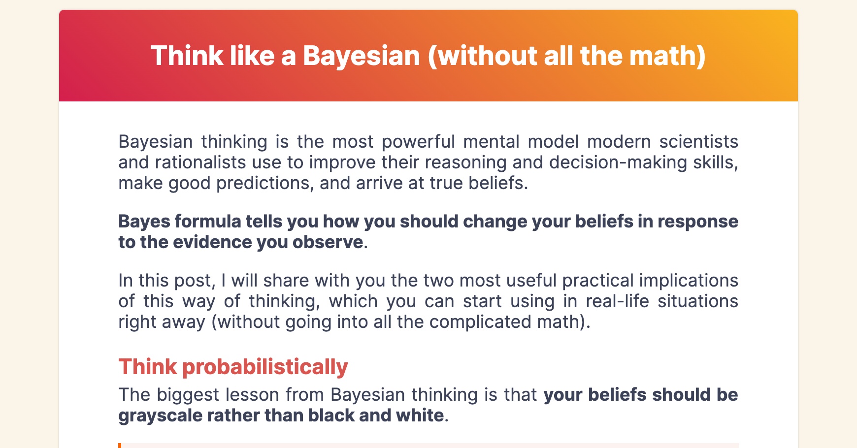 Think like a Bayesian (without all the math)